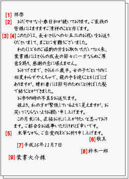 横書きの例