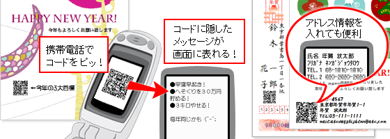 Qrコード付き年賀状 携帯電話で楽しめるqrコード付き年賀状 音声入り年賀状 年賀状ソフトで作成 年賀状 暑中見舞いドットコム 19年 平成31年亥 いのしし 年版